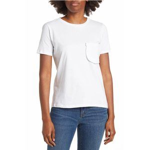 NWT Philosophy White Republic Clothing white Ruffle Pocket Tee 2X
